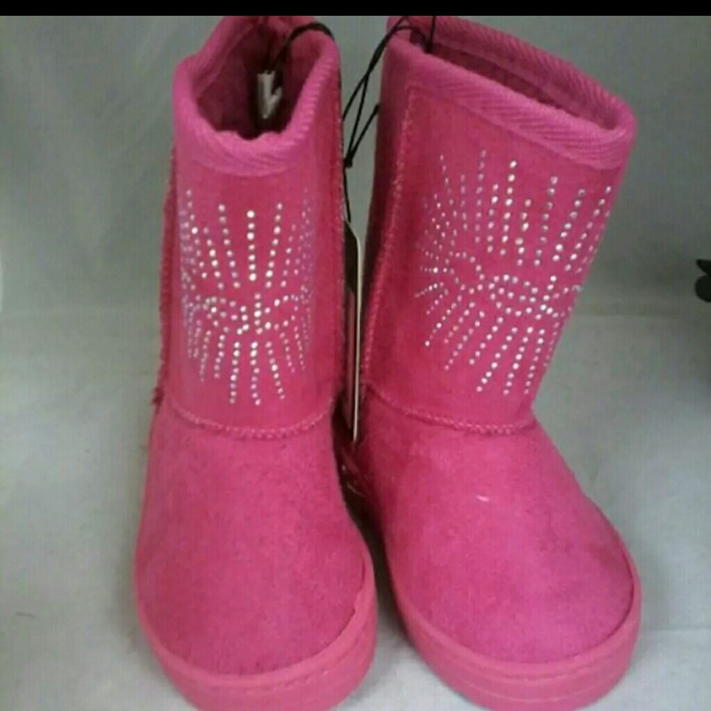 Girls Bebe pink faux suede boots size 7